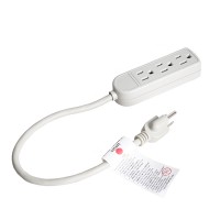 3 Gang16AWGX3C 125V 15A 1875W extension socket power strip with 90J surge protector